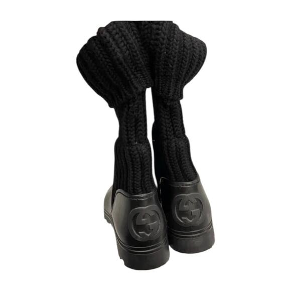 Gucci Aspen Lug Sole Wool Rubber Boots Black | Vintage 2000s - Picture 5 of 13